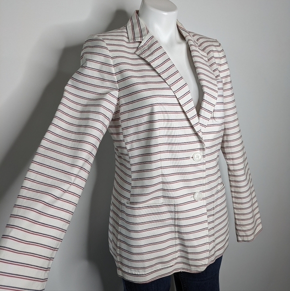 Tommy Hilfiger red white blue striped button up jacket 10 - Picture 5 of 14
